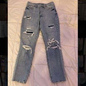 Patchwork Ripped Mom Jeans